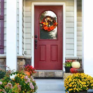 Scarecrow Fall Wreath and Fall porch