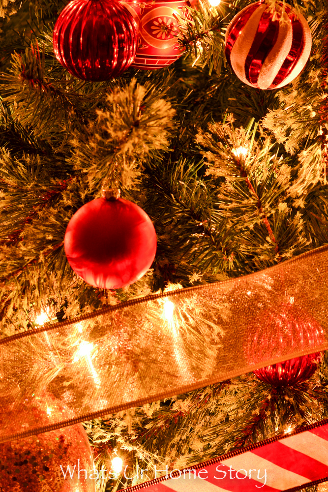 Our Red, White, and Gold Candy Cane Striped Christmas Tree